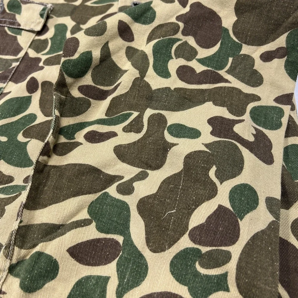 80s Camo Field Jacket Mens L Green Duck Hunter Frog Skin Chore Coat